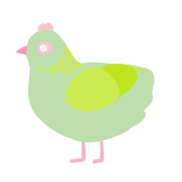 A gluppy and lime chicken with a neck-speckle pattern