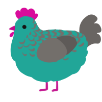 A turquoise and grey chicken with a half-lace pattern