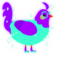 A mint and violet chicken with a head pattern