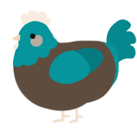 Goose, a bark and teal chicken with a head pattern