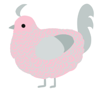 A rose and silver chicken with a double-lace pattern