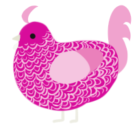 A fuchsia and pink chicken with a double-lace pattern