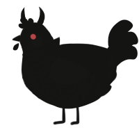 A black chicken with a lace pattern