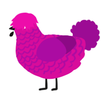 A fuchsia and plum chicken with a lace pattern