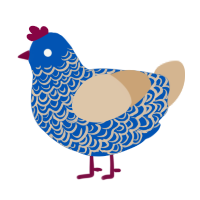 A ultramarine and beige chicken with a double-lace pattern