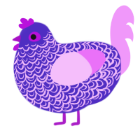 A indigo and lavender chicken with a double-lace pattern