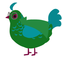 A leaf and teal chicken with a half-lace pattern