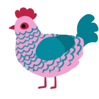 A pink and sea chicken with a lace pattern