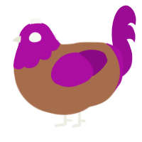 A brown and plum chicken with a head pattern