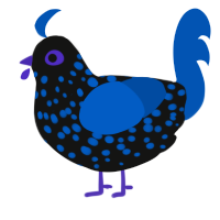 (unnamed), a black and ultramarine chicken with a speckle pattern