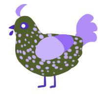 A olive and lilac chicken with a speckle pattern