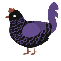 A black and overcast chicken with a lace pattern