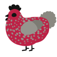 (unnamed), a crimson and ash chicken with a speckle pattern