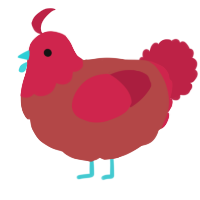 A red and crimson chicken with a head pattern