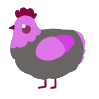A grey and orchid chicken with a head pattern
