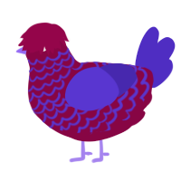 A maroon and indigo chicken with a lace pattern
