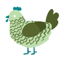 A gluppy and olive chicken with a lace pattern