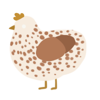 A cream and brown chicken with a speckle pattern