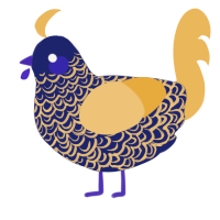A navy and honey chicken with a double-lace pattern