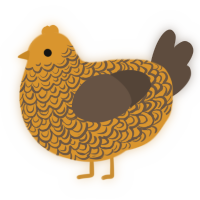 A orange and bark chicken with a double-lace pattern