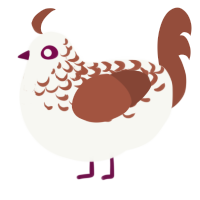 A white and russet chicken with a half-lace pattern