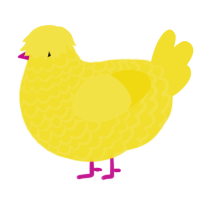 A yellow chicken with a lace pattern