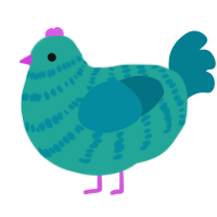 A turquoise and sea chicken with a bar pattern