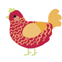 A crimson and honey chicken with a lace pattern