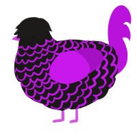 A sable and amethyst chicken with a lace pattern