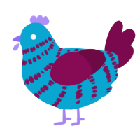 A cerulean and wine chicken with a bar pattern