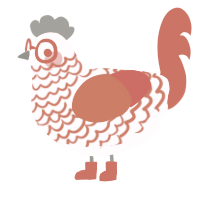 A rose and vermilion chicken with a lace pattern