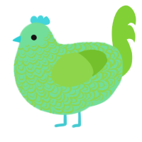 A spring and grass chicken with a double-lace pattern