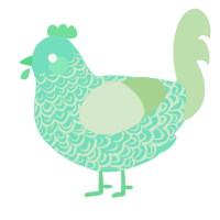 A mint and gluppy chicken with a double-lace pattern