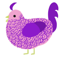 A pink and violet chicken with a double-lace pattern