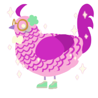 A lavender and amethyst chicken with a lace pattern
