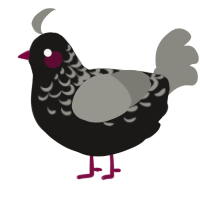 Dark Lily, a sable and ash chicken with a half-lace pattern