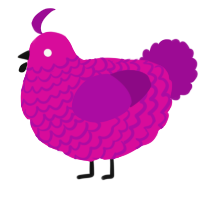 A fuchsia and plum chicken with a lace pattern