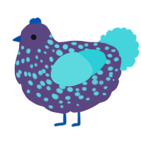 A overcast and aqua chicken with a speckle pattern