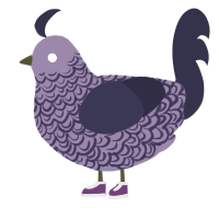 A blurple and navy chicken with a double-lace pattern