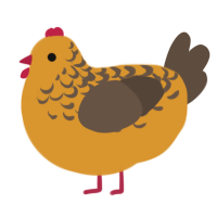 A orange and bark chicken with a half-lace pattern
