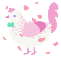 Borealis, a white and pink chicken with a half-lace pattern