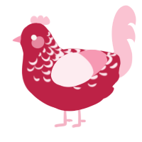 A crimson and rose chicken with a half-lace pattern
