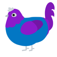 A sapphire and violet chicken with a head pattern