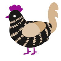 A sable and beige chicken with a bar pattern