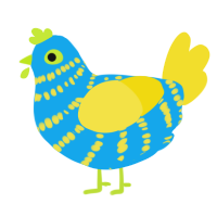 (unnamed), a sky and yellow chicken with a bar pattern