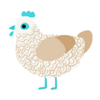 A white and beige chicken with a double-lace pattern