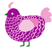 A plum and pink chicken with a lace pattern