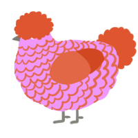 Rhubarb Turnover, a lavender and vermilion chicken with a lace pattern