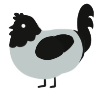 A silver and black chicken with a head pattern