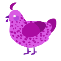 A orchid and plum chicken with a speckle pattern
